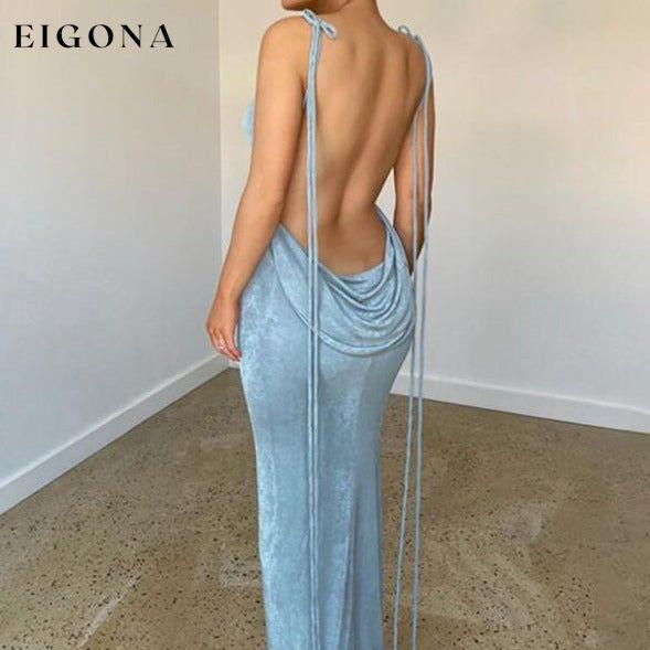 New fashionable and sexy backless strappy long skirt tube top halter neck dress clothes dress dresses evening dress long dress maxi dress need