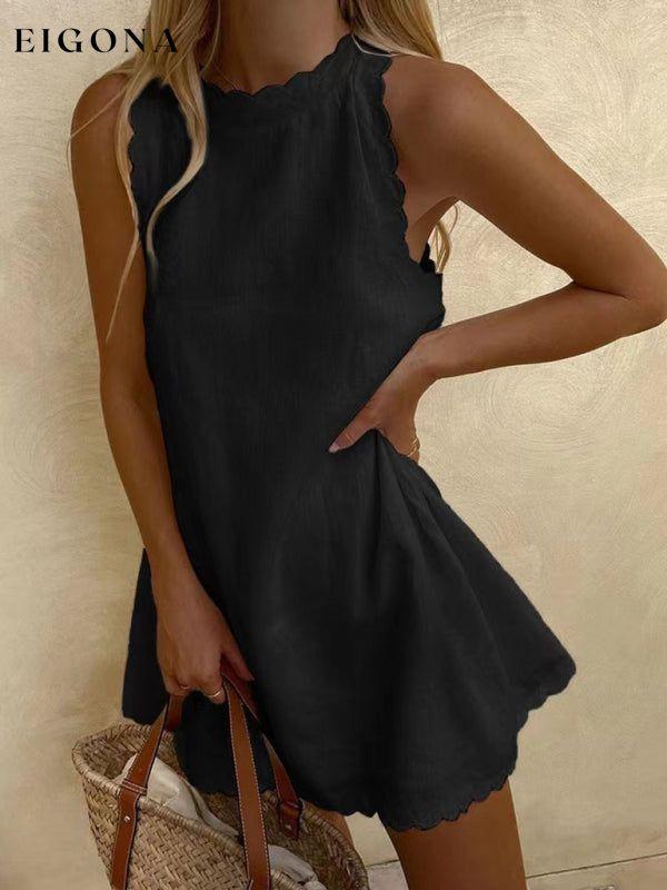 Women's New Mini Round Neck Sleeveless Dress Black casual dresses clothes dress dresses short dresses