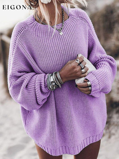 women's loose large size raglan sleeve sweater Purple clothes Sweater sweaters