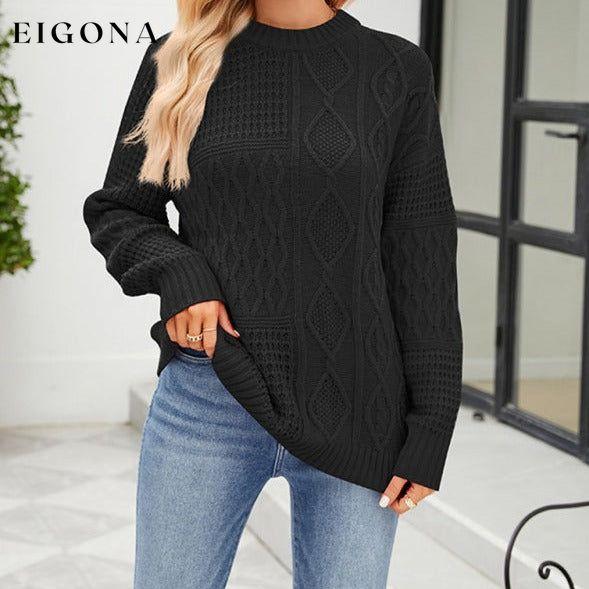 Women's round neck loose diamond knit sweater Black clothes Sweater sweaters Sweatshirt