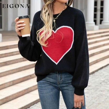 Women's love round neck knitted Heart pullover sweater clothes Sweater sweaters Sweatshirt