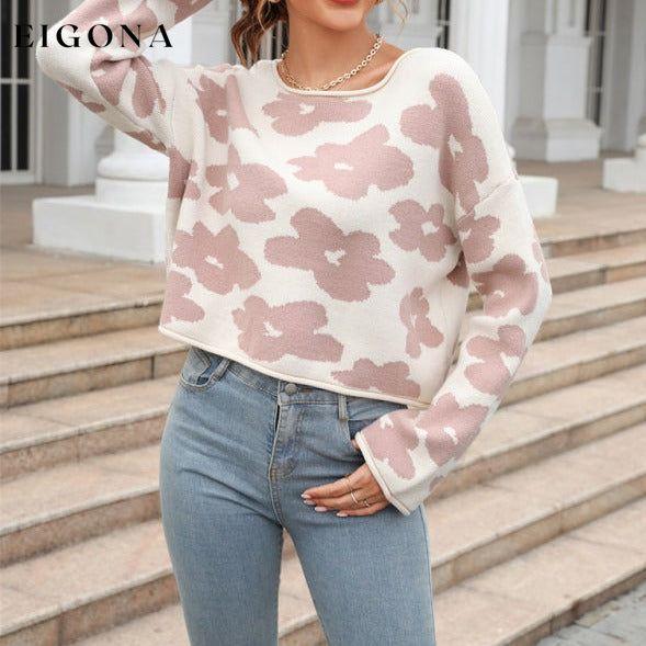 Women's floral round neck knitted pullover sweater clothes Sweater sweaters Sweatshirt
