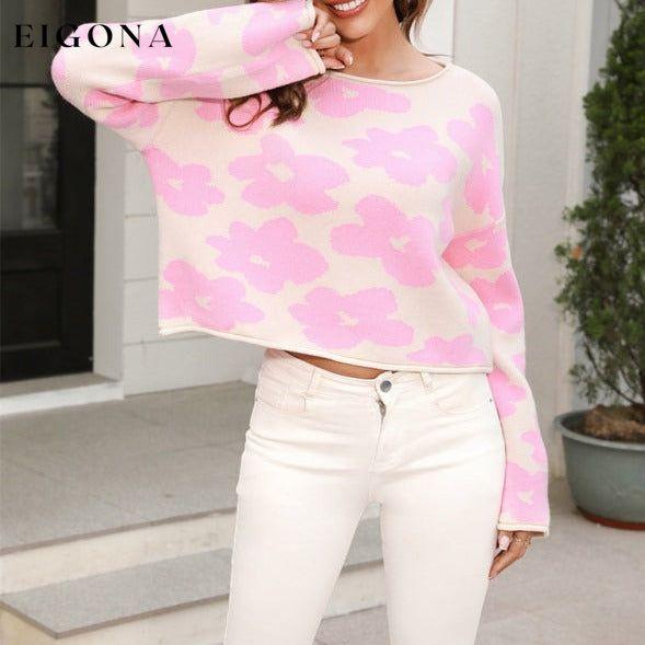 Women's floral round neck knitted pullover sweater clothes Sweater sweaters Sweatshirt