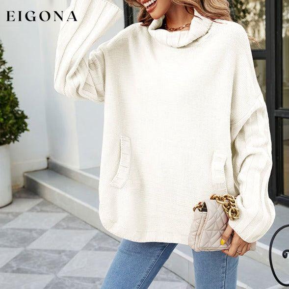 women's loose large size turtleneck sweater White clothes Sweater sweaters