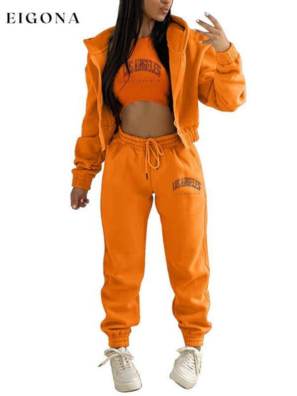 New letter printed hooded sports and leisure suit (three-piece set) clothes lounge wear set sets