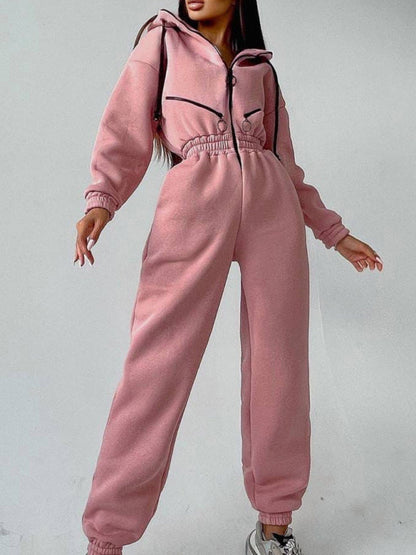 women's hooded sweatshirt sports casual suit two piece set Pink clothes