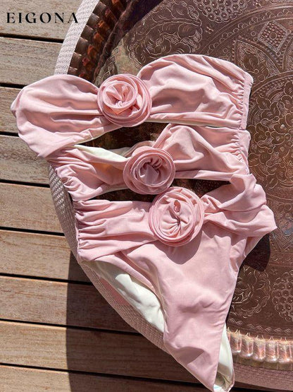 New solid color sexy three-dimensional flower one-piece swimsuit clothes swim