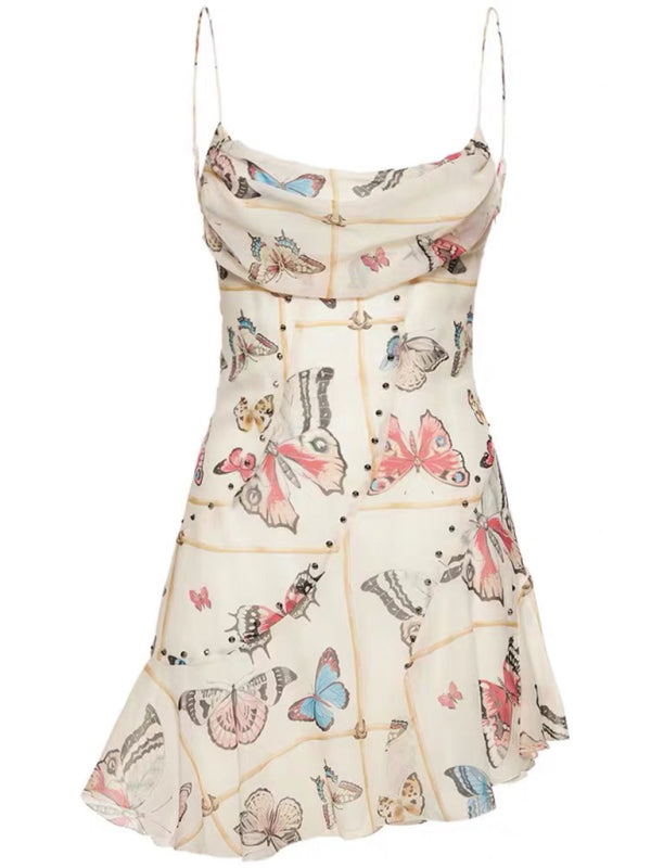New French style pure desire butterfly print suspender sexy backless dress Photo Color casual dress casual dresses clothes dress dresses evening dress evening dresses mini dress short dress short dresses