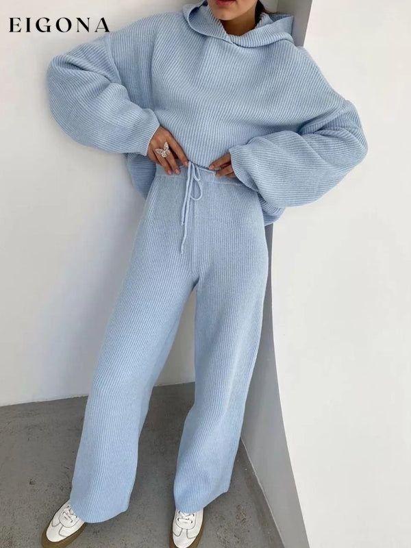 Women's Home Fashion Sports Sweatshirt Set Two-Piece Set Blue clothes Lounge Pajamas]