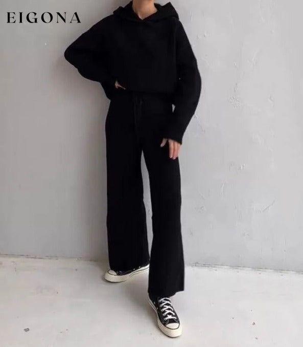 Women's Home Fashion Sports Sweatshirt Set Two-Piece Set Black clothes Lounge Pajamas]