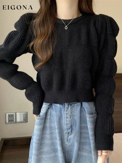 Women's high waist short knitted sweater top, fashion sweater Black FREESIZE clothes clothing Sweater sweaters Sweatshirt Women's Clothing