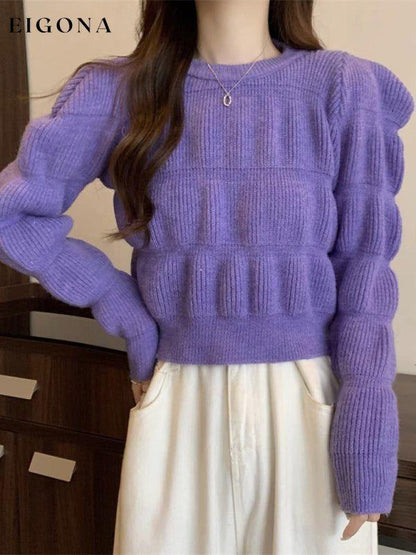 Women's high waist short knitted sweater top, fashion sweater Purple FREESIZE clothes clothing Sweater sweaters Sweatshirt Women's Clothing