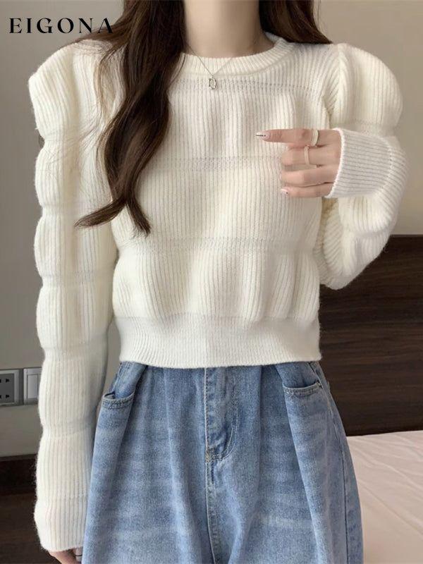 Women's high waist short knitted sweater top, fashion sweater White FREESIZE clothes clothing Sweater sweaters Sweatshirt Women's Clothing