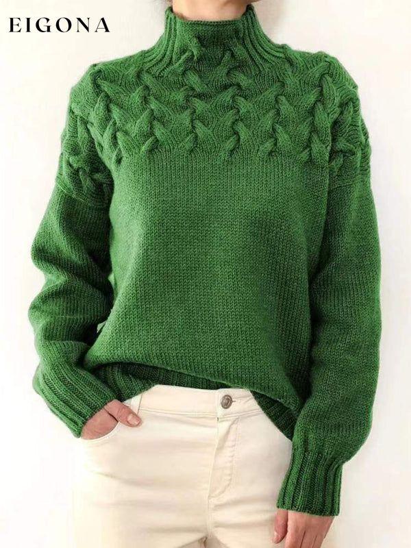 Womens Fashion Sweater, Casual long-sleeved turtleneck solid color sweater pullover top Green clothes Sweater sweaters