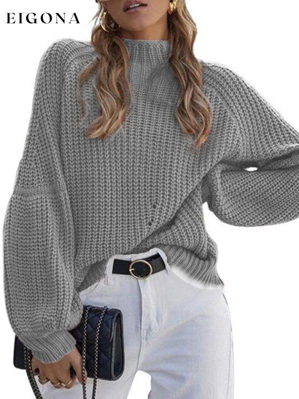 New women's solid color loose half turtleneck sweater Grey clothes Sweater sweaters