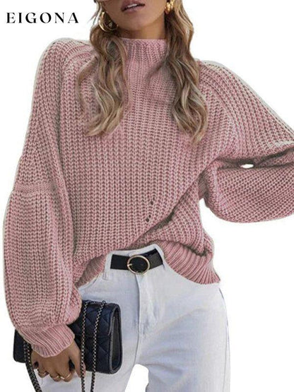 New women's solid color loose half turtleneck sweater Pink clothes Sweater sweaters