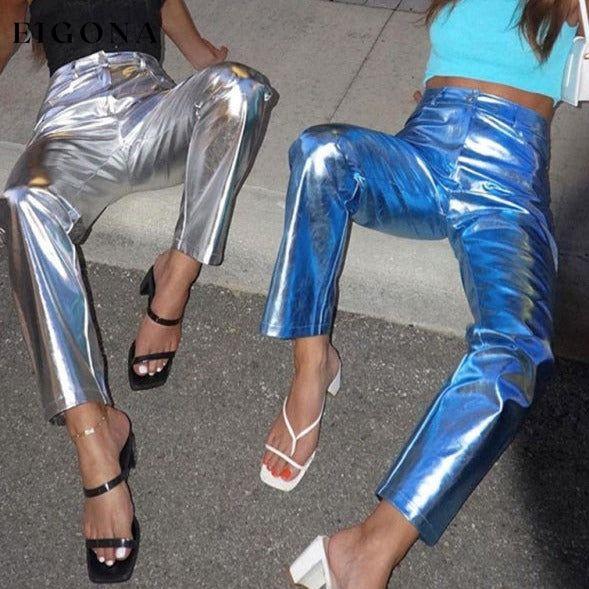 Women's New PU Tight Stretch Pants Butt-Showing Hot Girl High Street Straight Pants