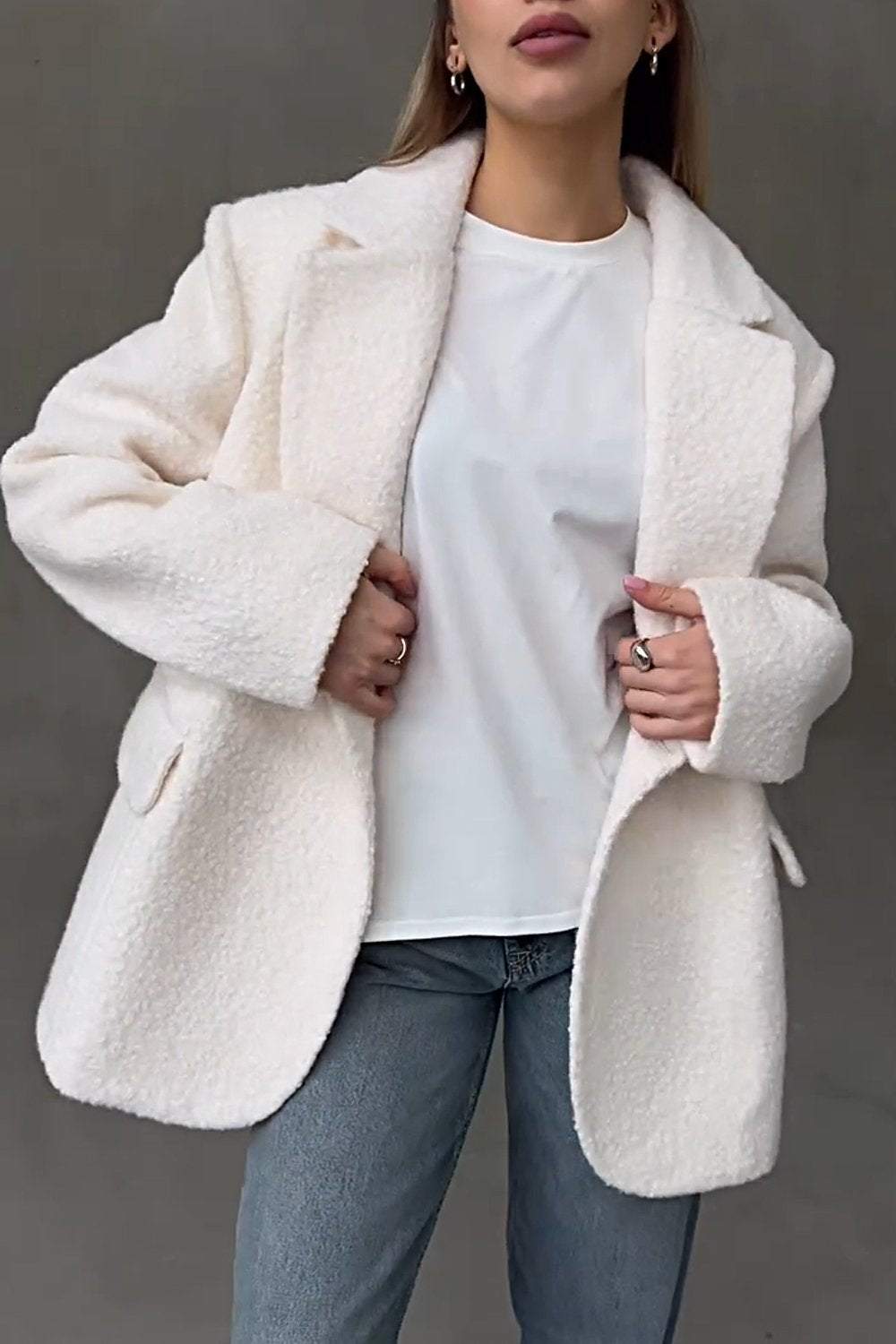 Women's Solid Color Furry Loose Coat Top Coats Top