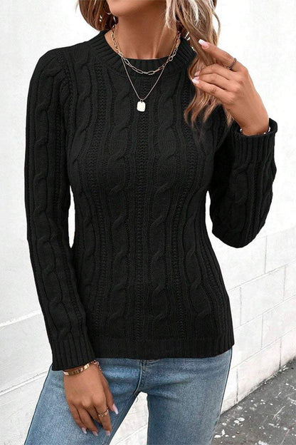 Women's Round Neck Solid Color Knitted Sweater sweaters Top