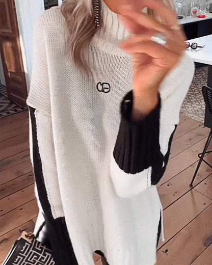 Women's Patchwork Contrast Sweater Top Sweater