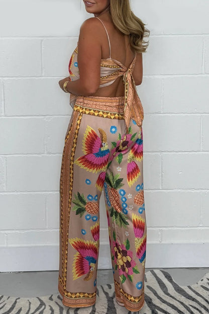 Women's Parrot Print Scarf & Trousers Co-ord Fashion Trends