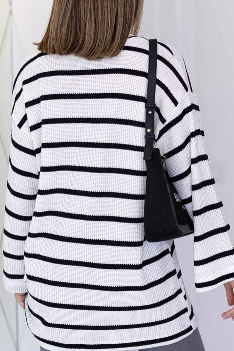 Women's Casual Round Neck Striped T-shirt Cotton T-shirts Top