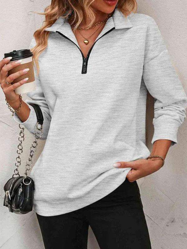 Women's Solid Color Polo Shirt Cardigan Tops