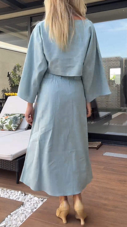 Women's Round Neck Long Sleeve Casual Dress Suit dress