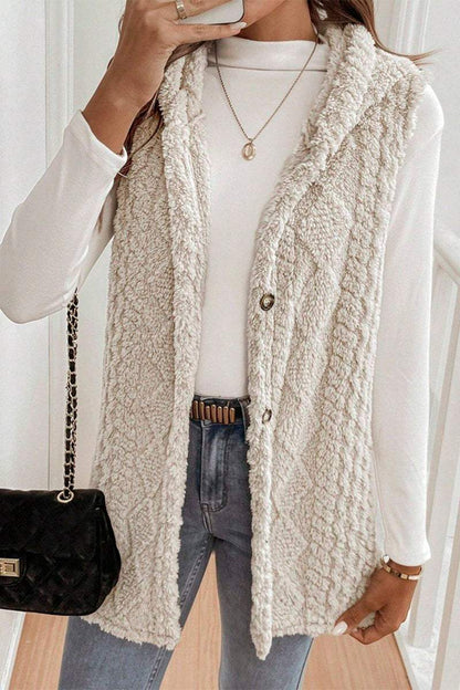 Women's Casual Warm Textured Hooded Vest