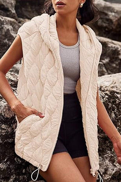 Women's Hooded Sleeveless Casual Cotton Vest Coat Jacket Tops