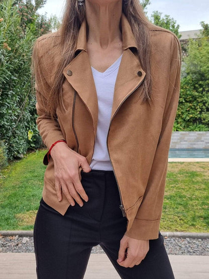 Women's Casual Suede Cropped Jacket Jackets