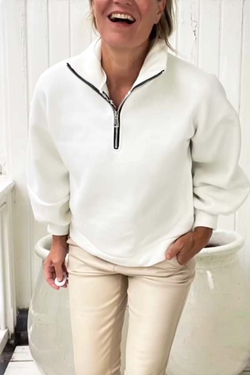 Women's Casual Half Zip Long Sleeve Crew Neck Pullover Sweatshirt Sweatshirt Top