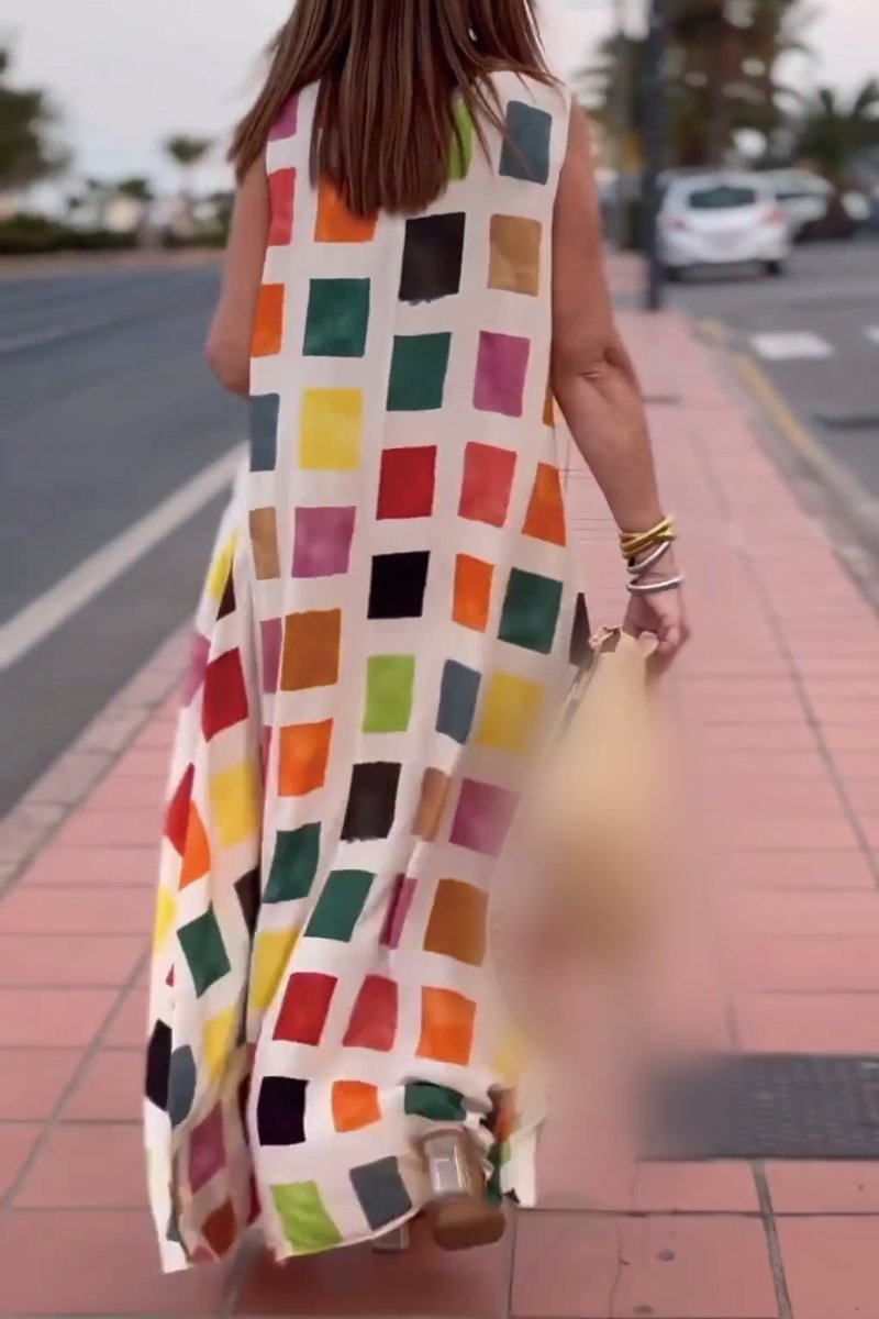 Women's Colorful Plaid Print Maxi Dress Dress