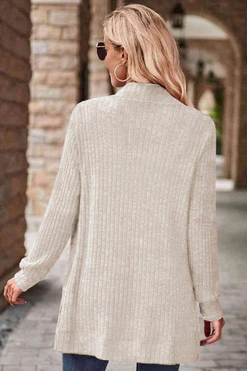 Women's Casual Pit Striped Woolen Cardigan Jacket