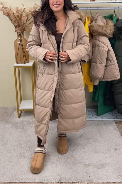 Women's Casual Hooded Long Thick Coat Coats Cotton Top