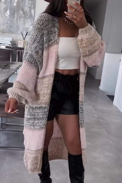 Striped Long Sleeve Sweater Cardigan Coat Sweater Tops