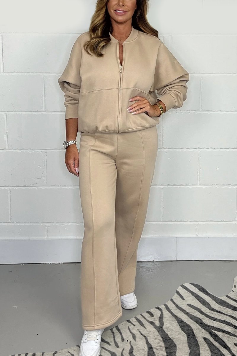 Women's Solid Bomber Tracksuit Suits Two-piece set