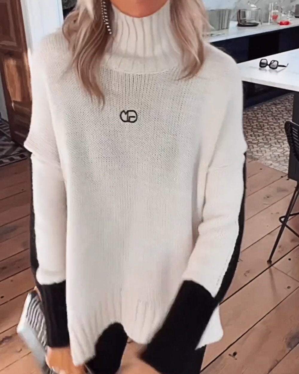 Women's Patchwork Contrast Sweater Top Sweater