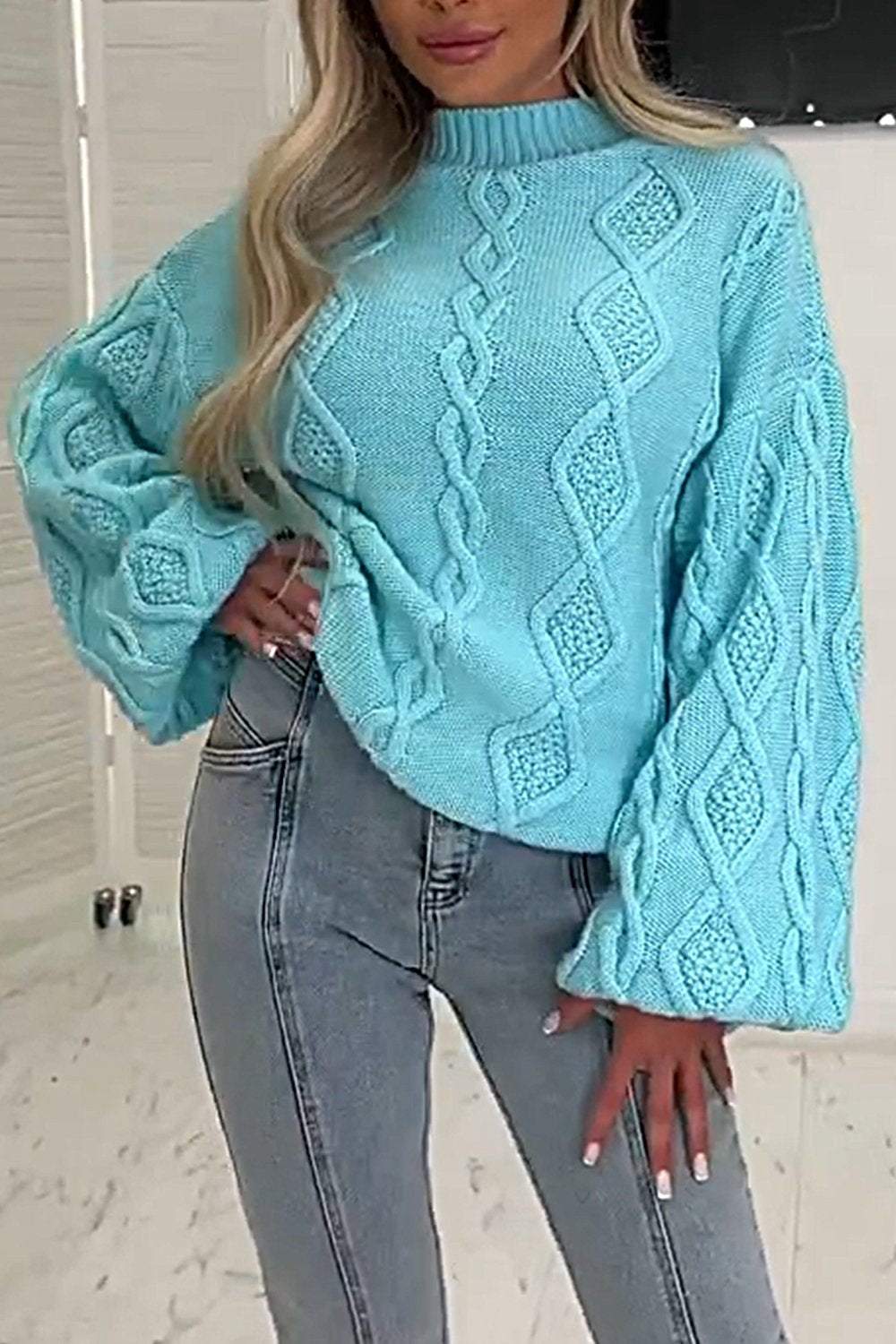 Women's Loose Textured Sweater Tops for Seniors Sweater Top