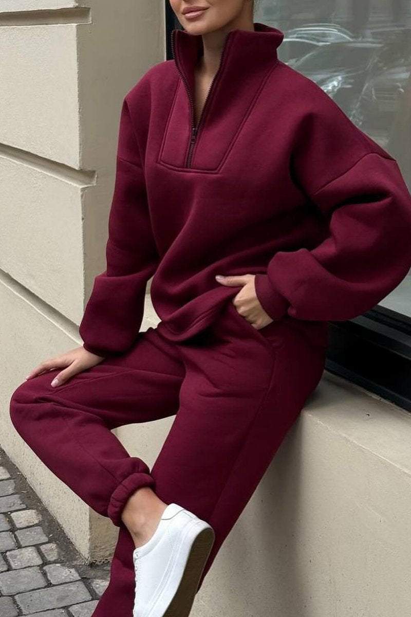 Women's Turtleneck Long Sleeve Sweatshirt Two-piece Suit Pant sets Two piece sets