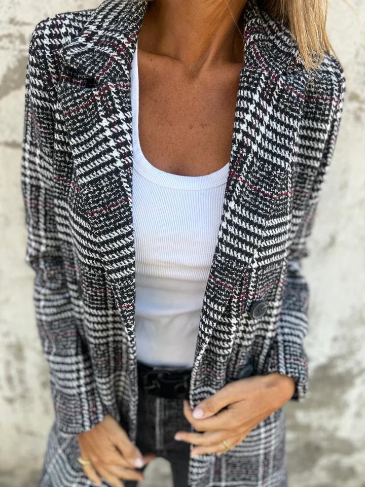 Casual Lapel Plaid Blazer Blazer cotton