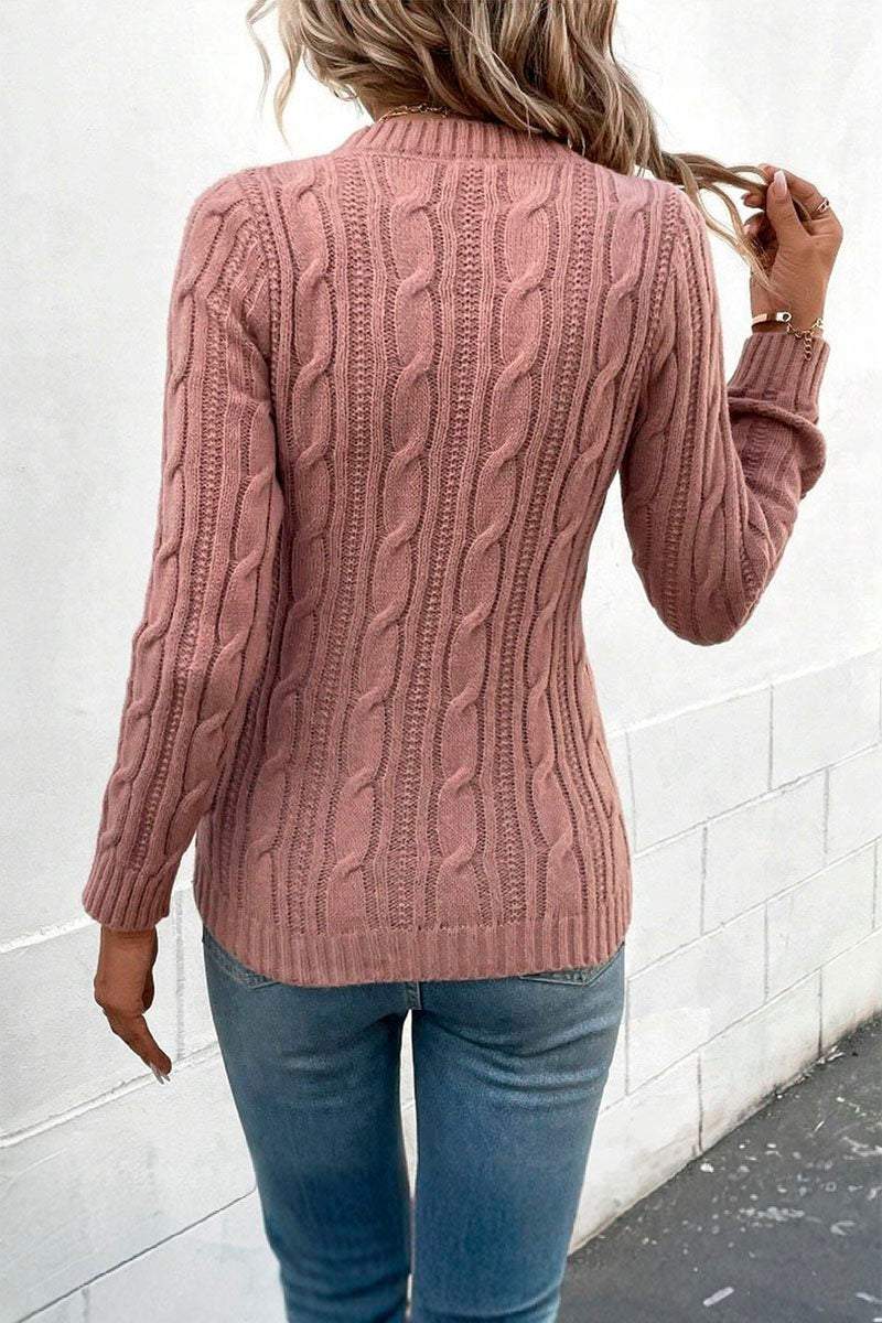 Women's Round Neck Solid Color Knitted Sweater sweaters Top