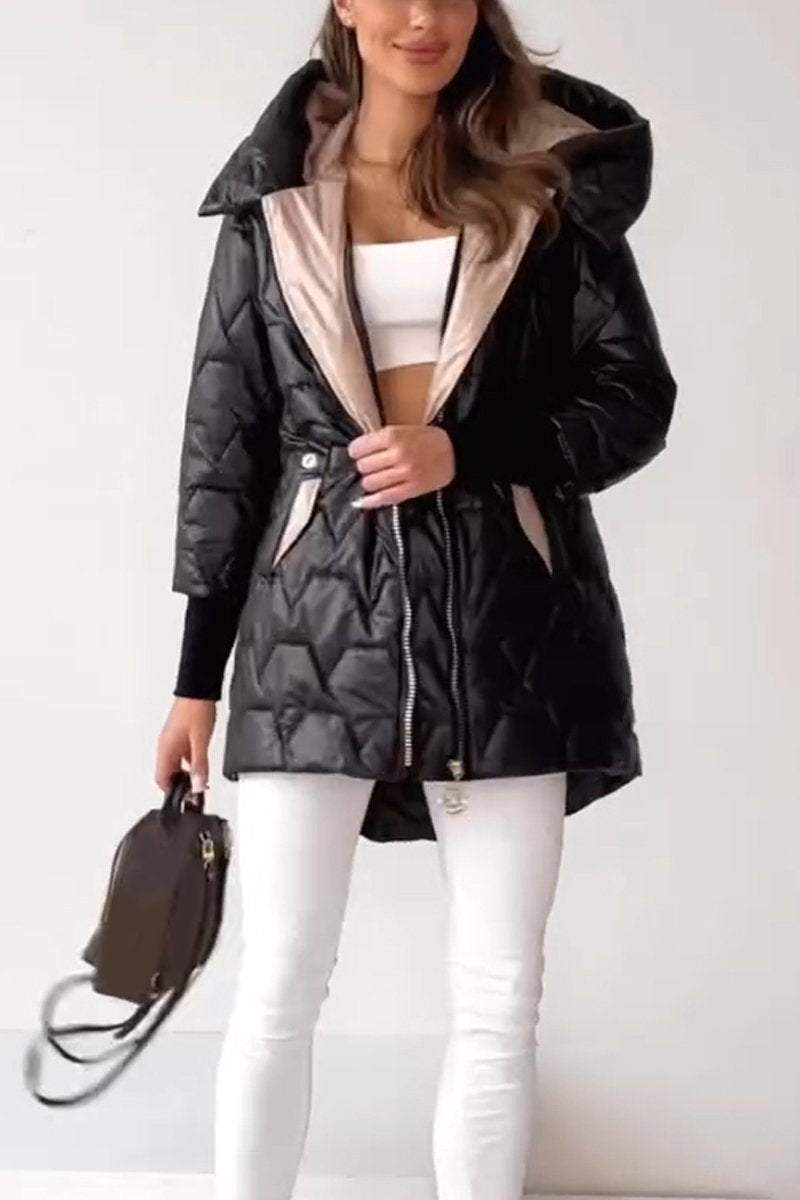 Women's Casual Hooded Zippered Thick Coat Coats Cotton Top