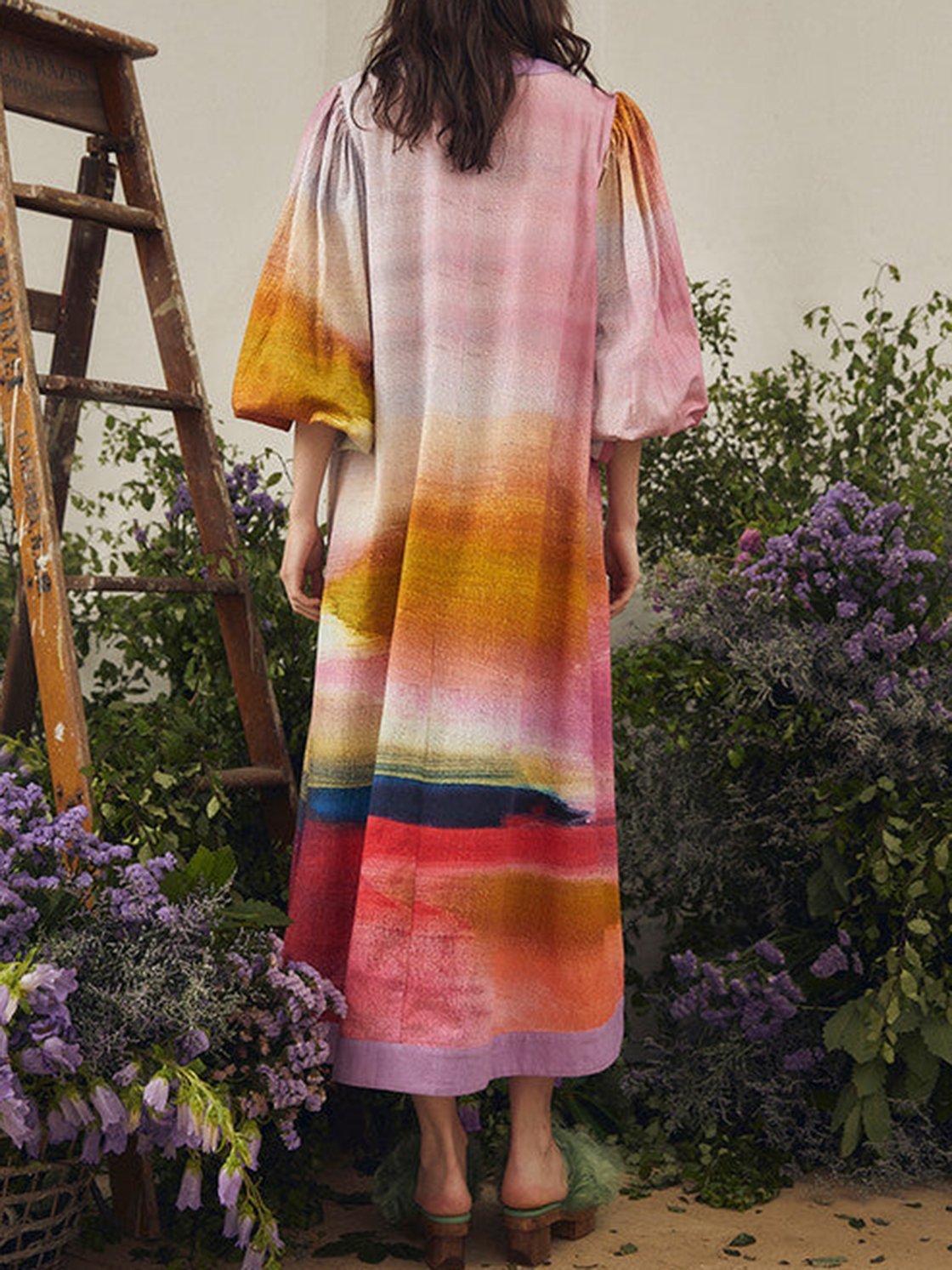 Gradient Cotton And Linen Dress Dress