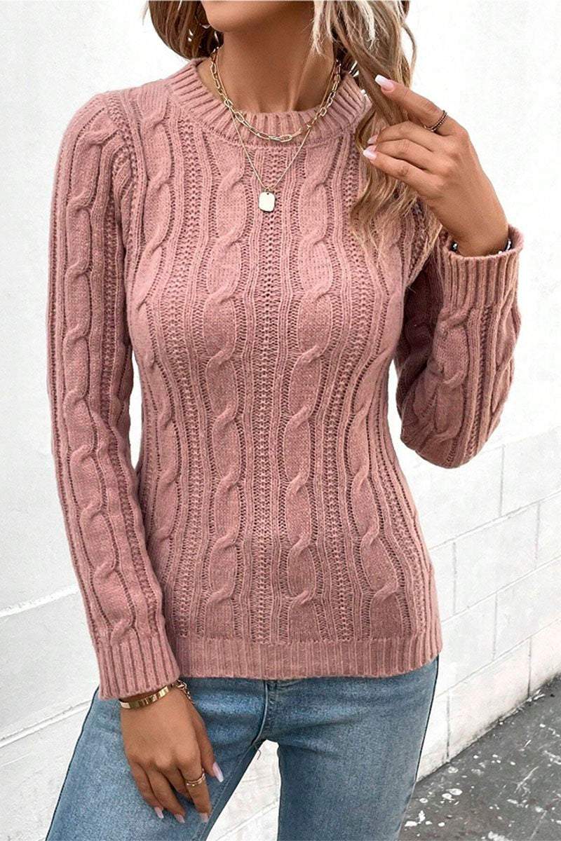 Women's Round Neck Solid Color Knitted Sweater sweaters Top