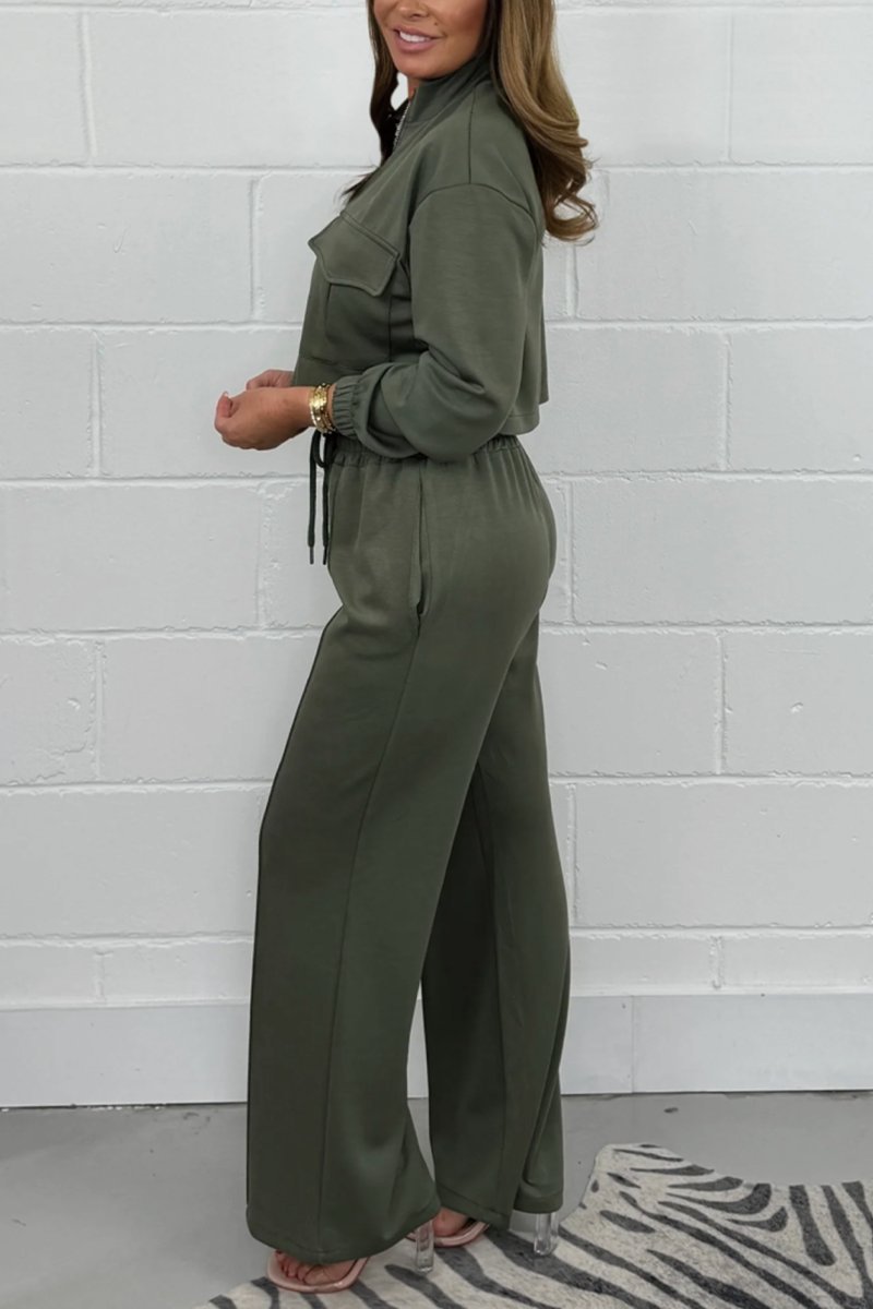 Women's Zip Pocket Detail Top & Trouser Co-Ord Suits Two-piece set