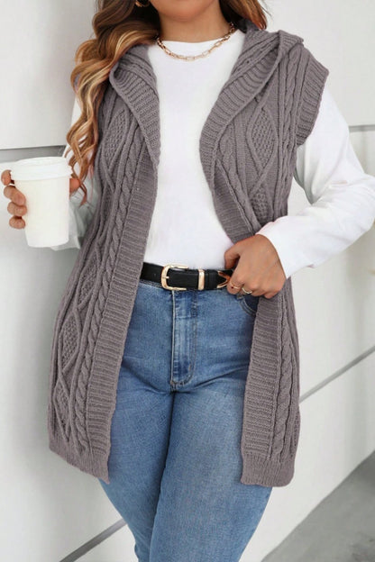 Women's casual sleeveless hooded knitted cardigan cardigans sweaters Top