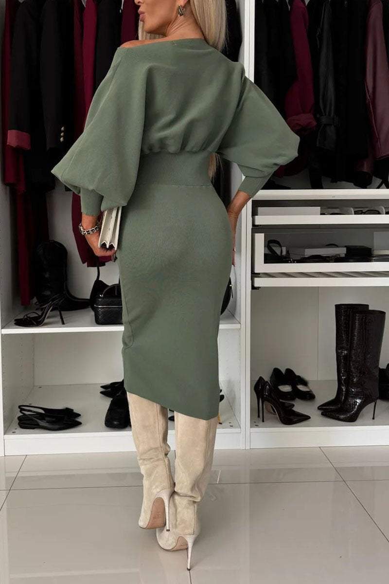 Women's Fall/Winter Solid Color Skinny Dress dress Midi Dress