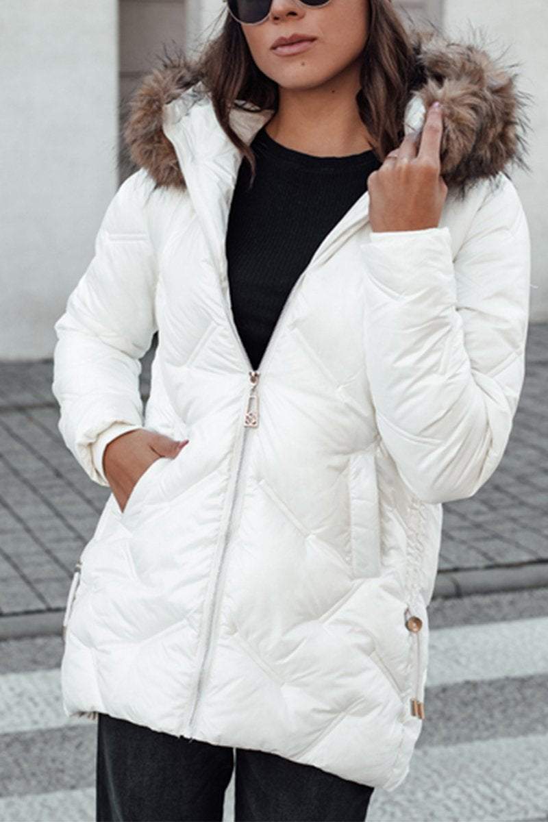 Women's Casual Hooded Zippered Thick Jacket Coats Cotton Top