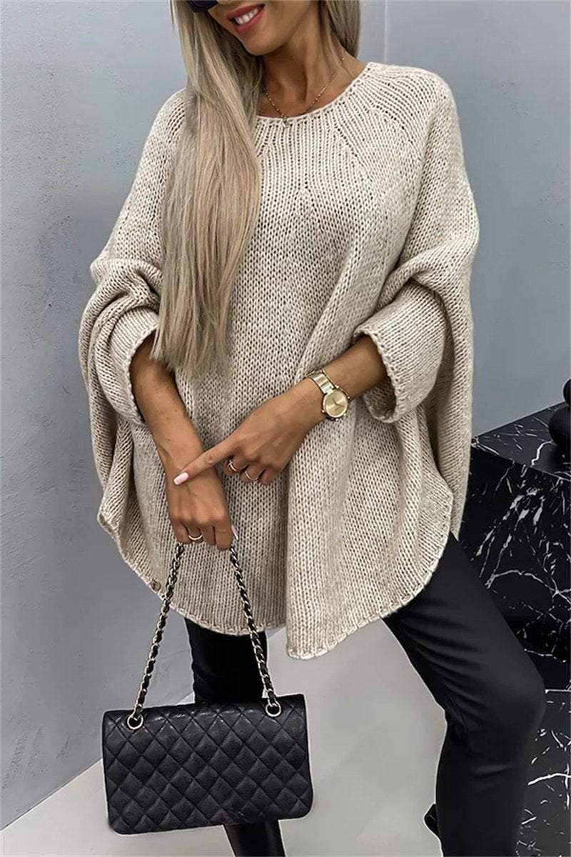 Women's Sweater Cape Poncho Style Fashion Knitted Shawl Sweater Coat tops